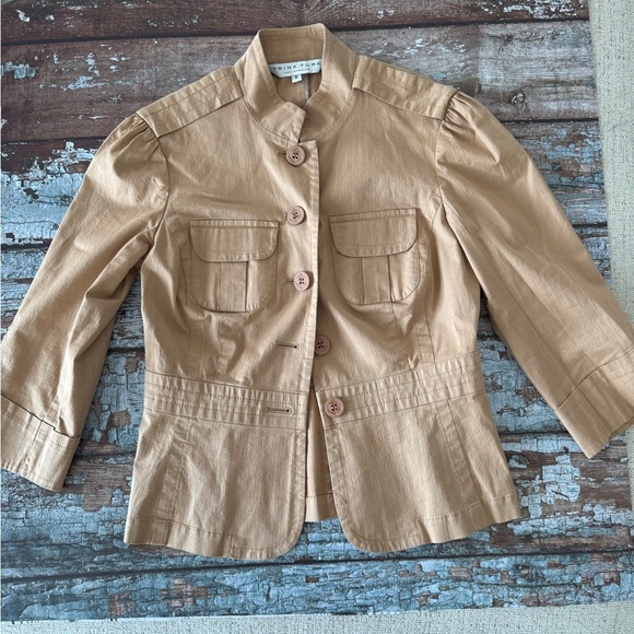 Trina Turk Tan Fitted Utility Jacket - Picture 2 of 11